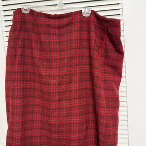 Talbots Red and Black Plaid Pencil Skirt